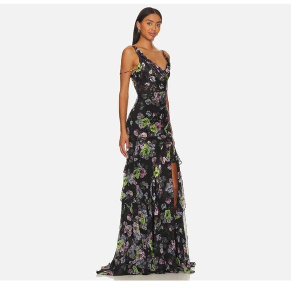 Cinq a Sept Midnight Floral Bloom Isla Gown - Picture 4 of 13